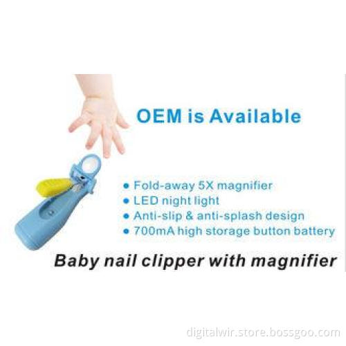curved stainless steel blades LED magnifier baby nail cutte